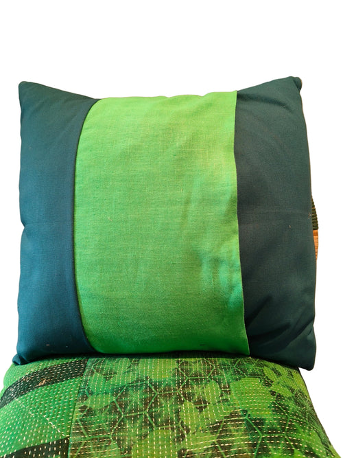 Kantha cushion green #2