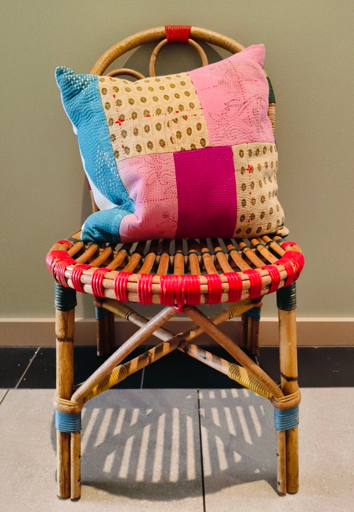 Kantha cushion multicoloured #1