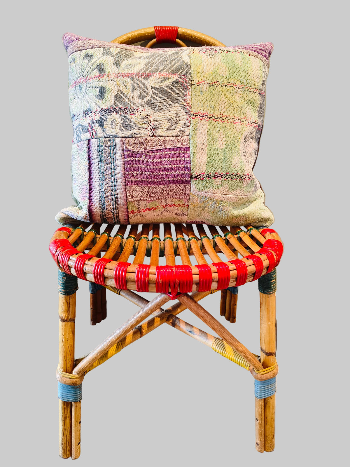 Kantha cushion purple #2