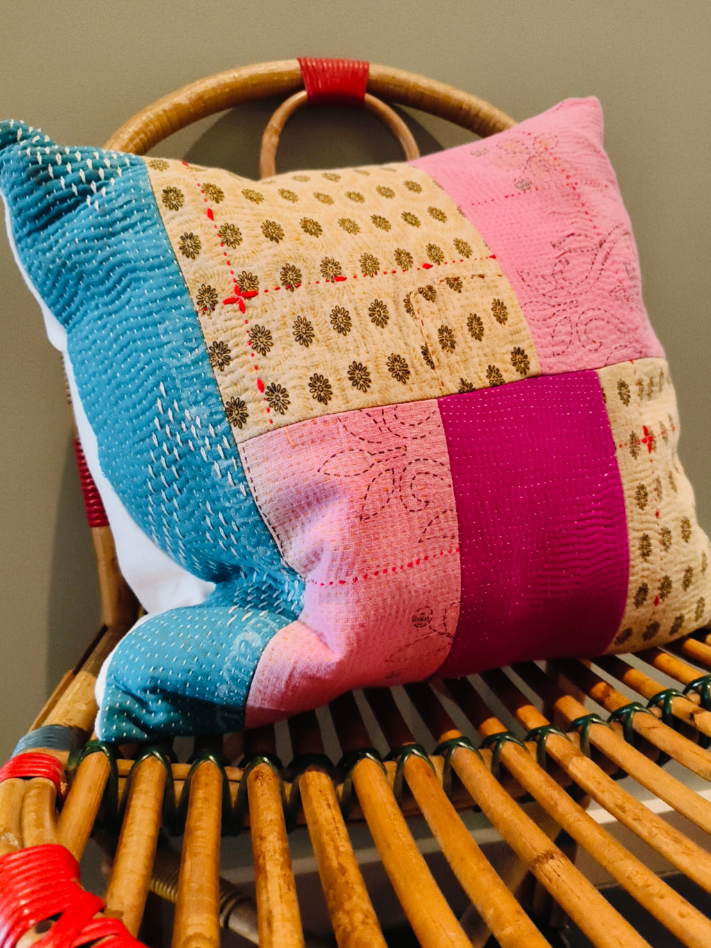 Kantha cushion multicoloured #1